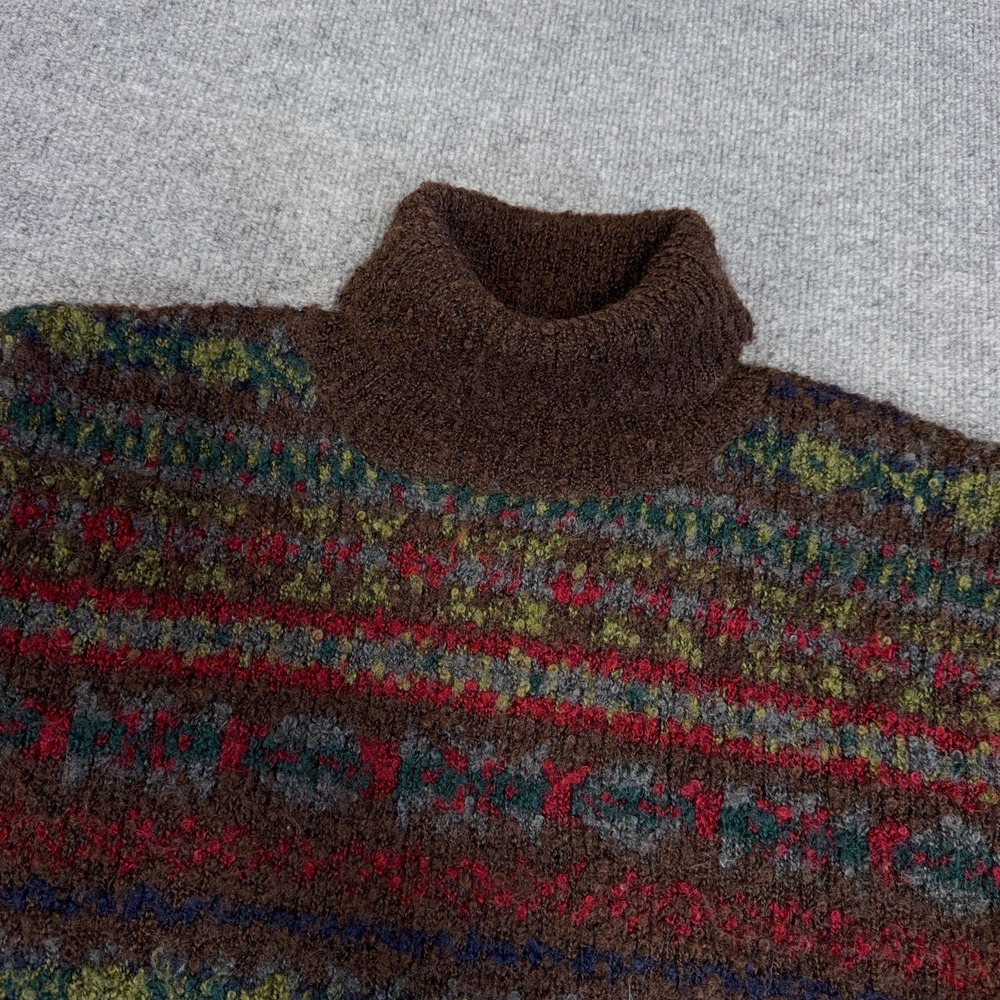 VINTAGE GAP Sweater Womens Large 90s Y2K Brown Fair Isle Cottagecore Mohair Wool - Picture 3 of 8